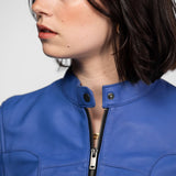 Lola - Women's round neck leather jacket