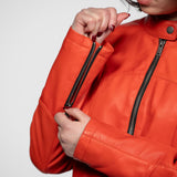 Lola - Women's round neck leather jacket