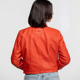 Lola - Women's round neck leather jacket
