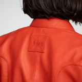 Lola - Women's round neck leather jacket