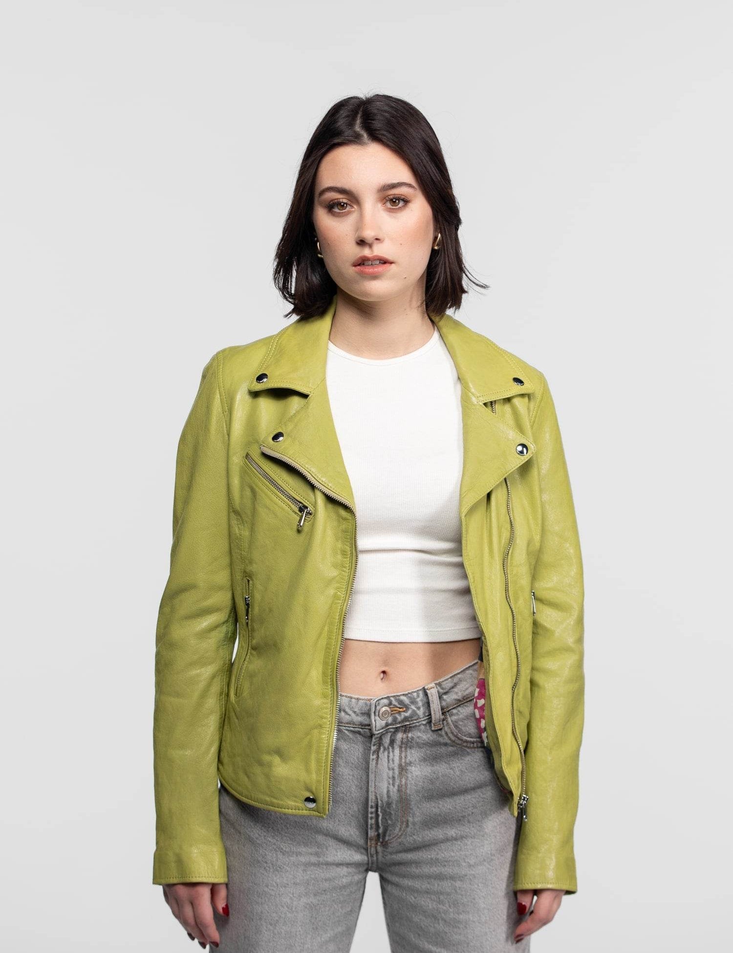 Anthea - Blouson biker cuir femme