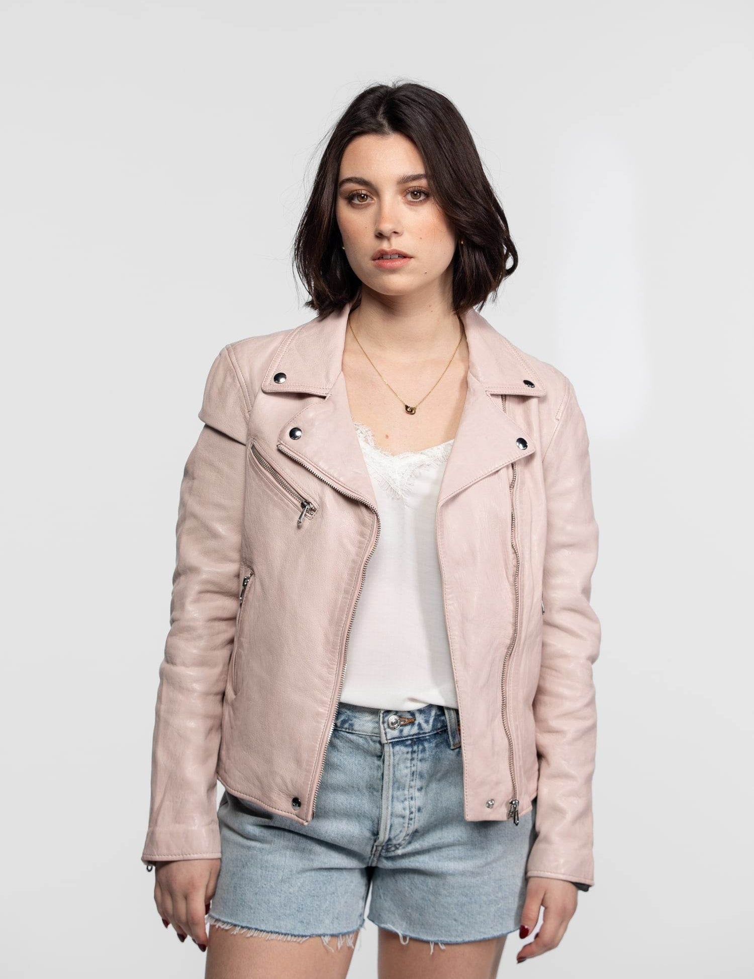 Anthea - Blouson biker cuir femme