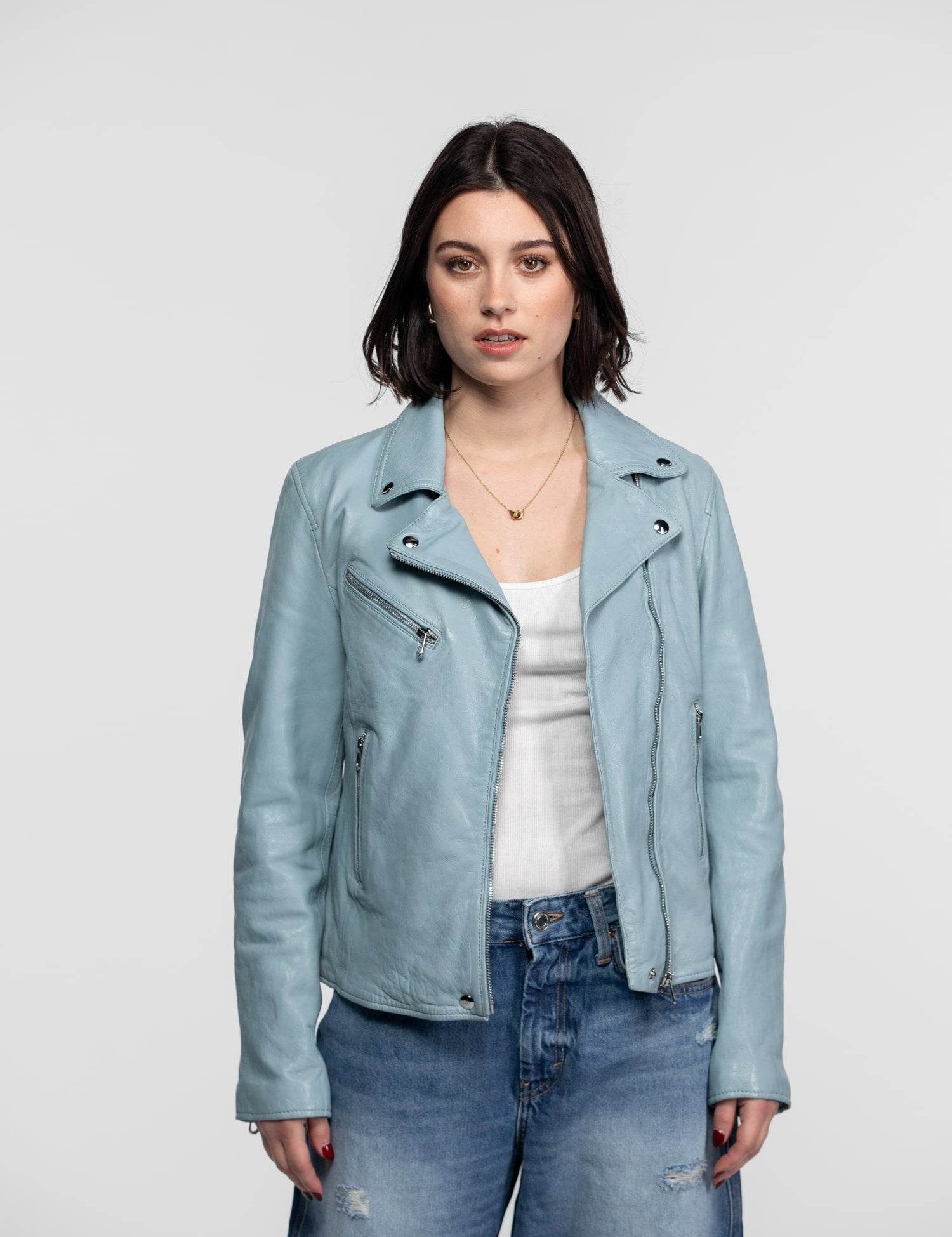 Anthea - Blouson biker cuir femme