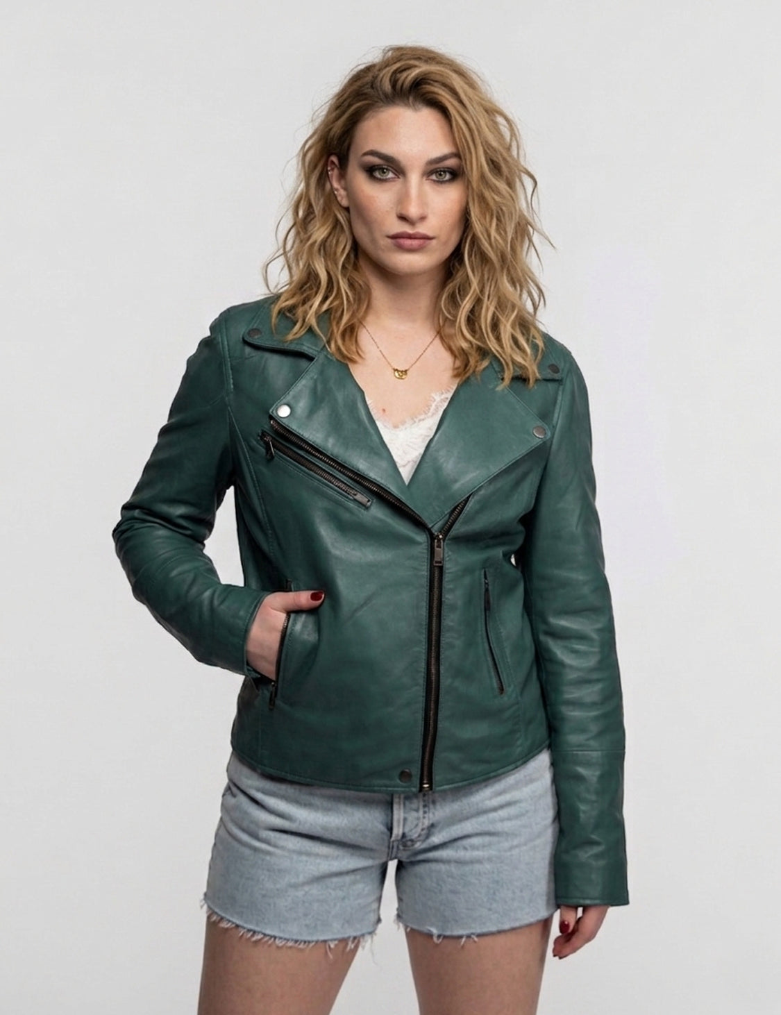 Haven - Blouson biker cuir femme