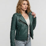 Haven - Blouson biker cuir femme