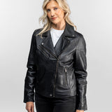Haven - Blouson biker cuir femme