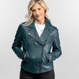 Haven - Blouson biker cuir femme