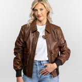 Alicia - Veste aviateur cuir femme