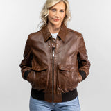 Alicia - Veste aviateur cuir femme