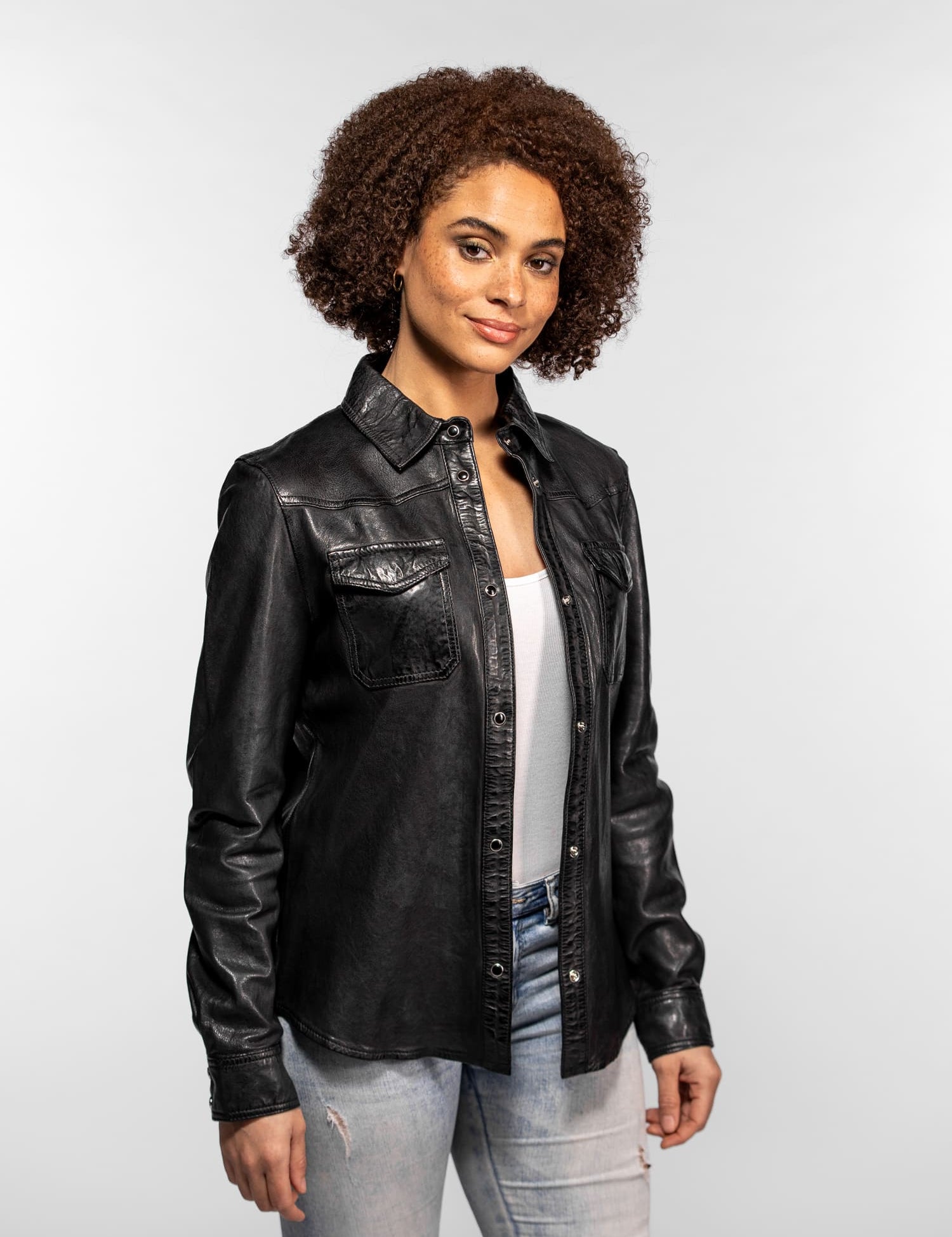 Dolores - Chemisier en cuir femme