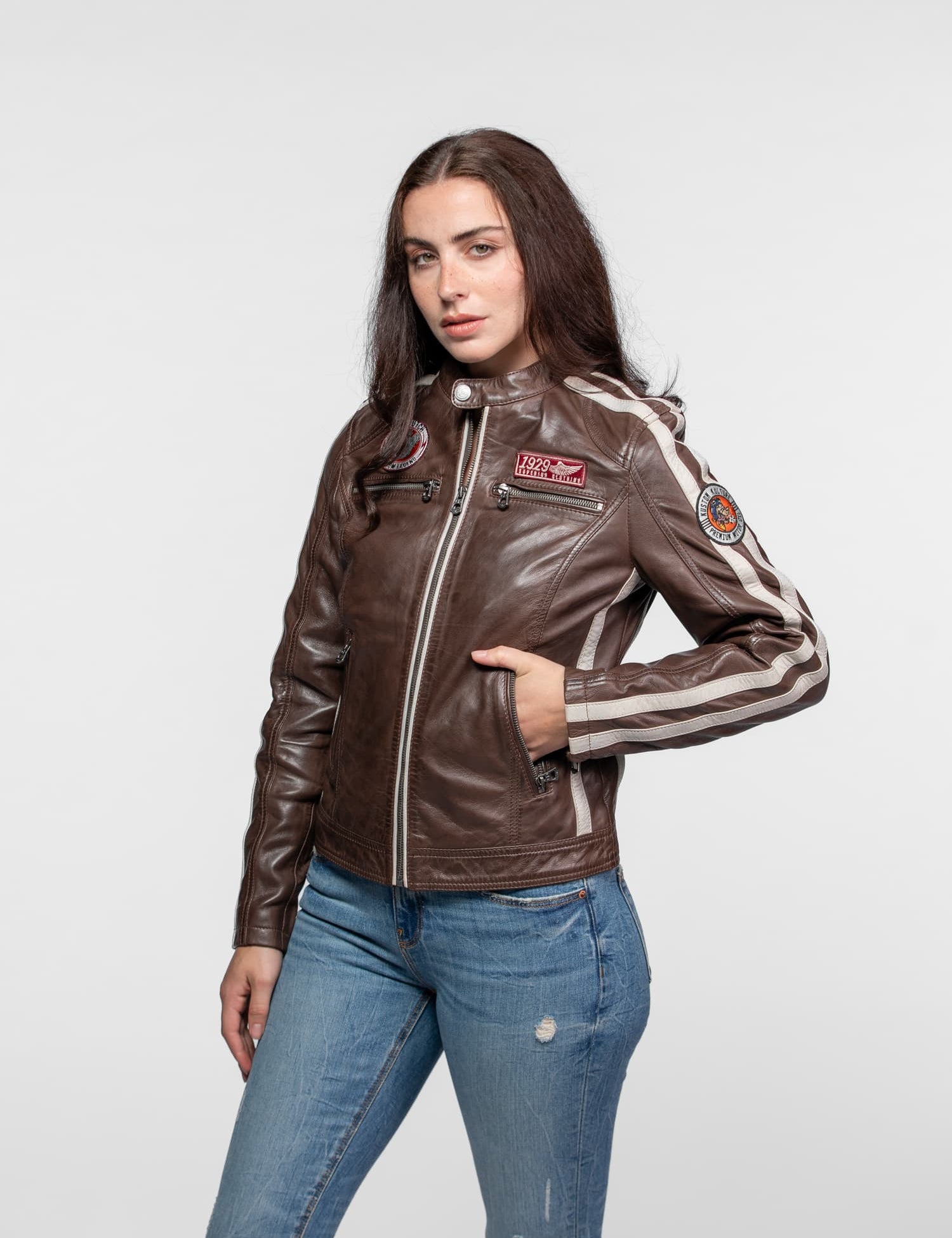 Roadie - Blouson motard cuir femme