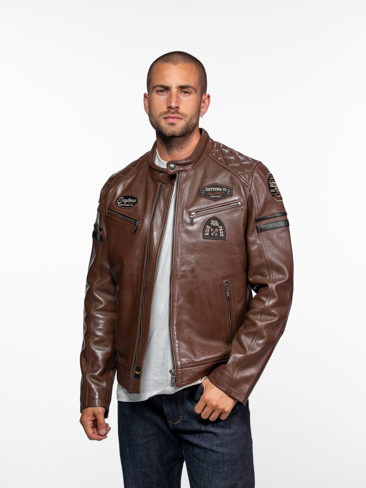 Jacket Cuir Daytona 73 Daytona 73 Veste Cuir Style Motard Daytona