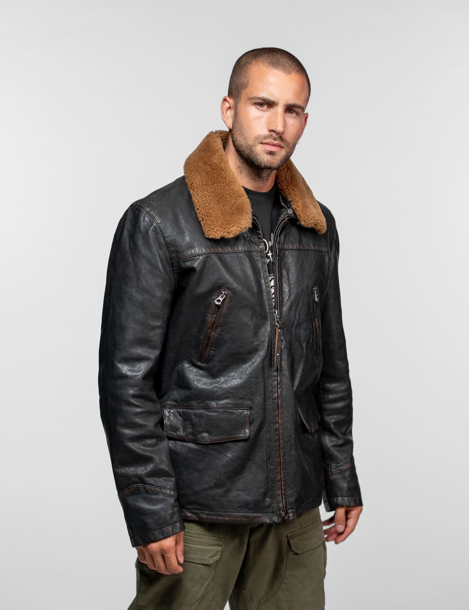 Bader - Veste cuir vintage homme