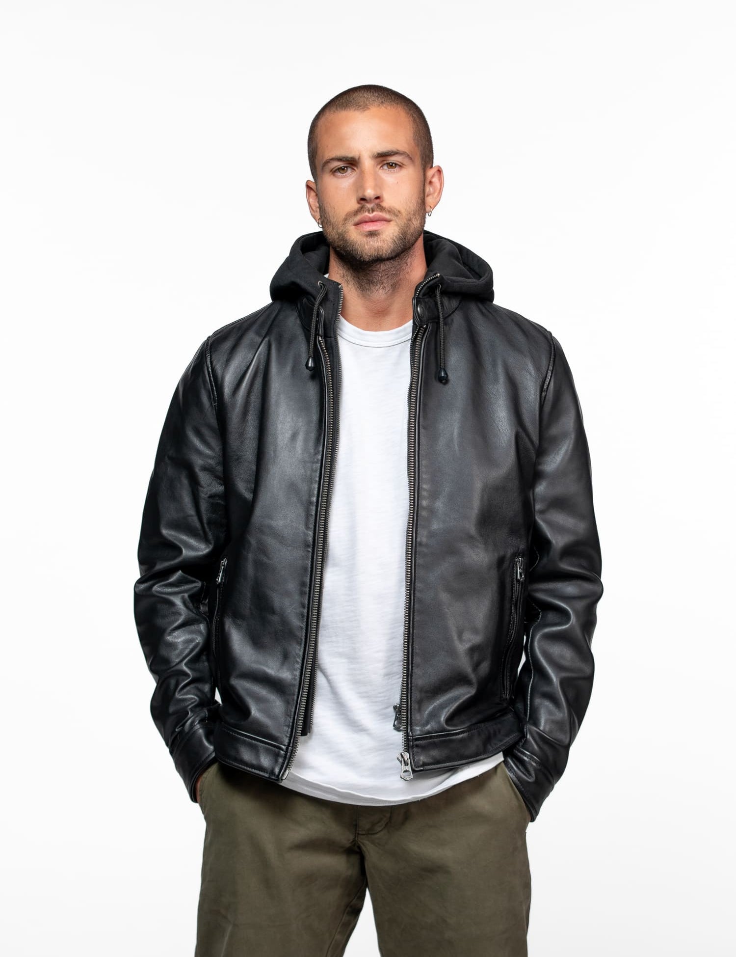 Shafter - Blouson cuir capuche