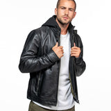 Shafter - Blouson cuir capuche