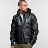 Shafter - Blouson cuir capuche