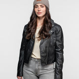 Ava - Blouson biker cuir femme