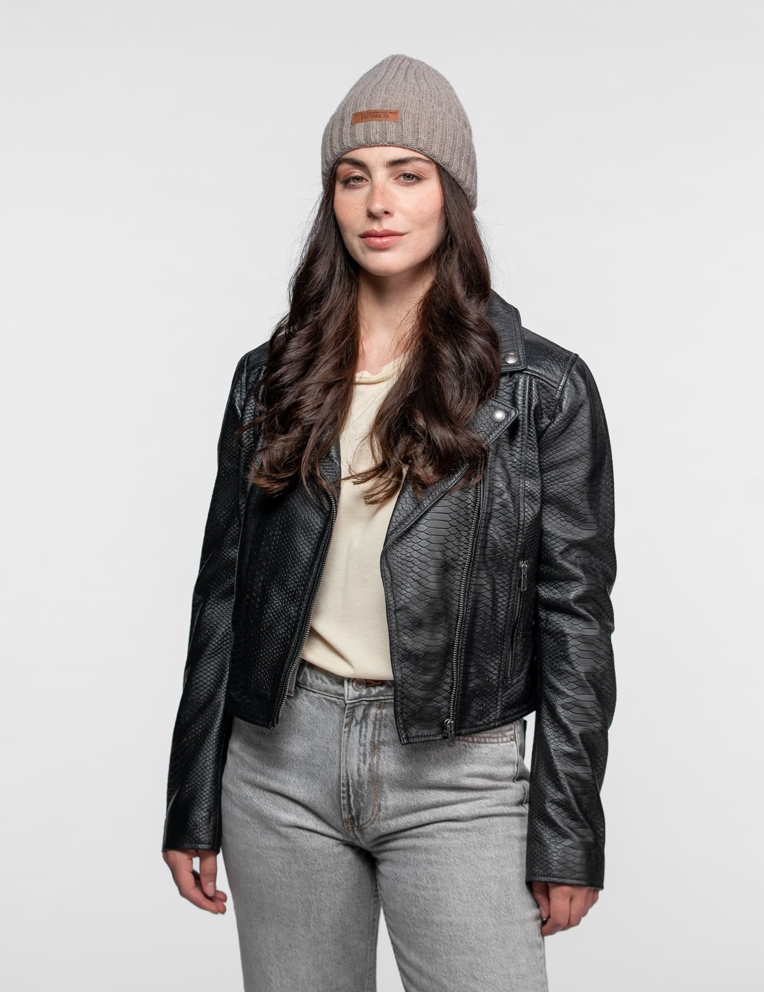 Ava - Blouson biker cuir femme