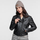 Ava - Blouson biker cuir femme