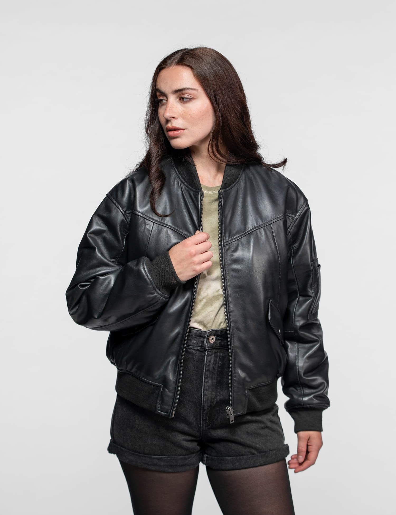 Courtney - Veste cuir aviateur femme