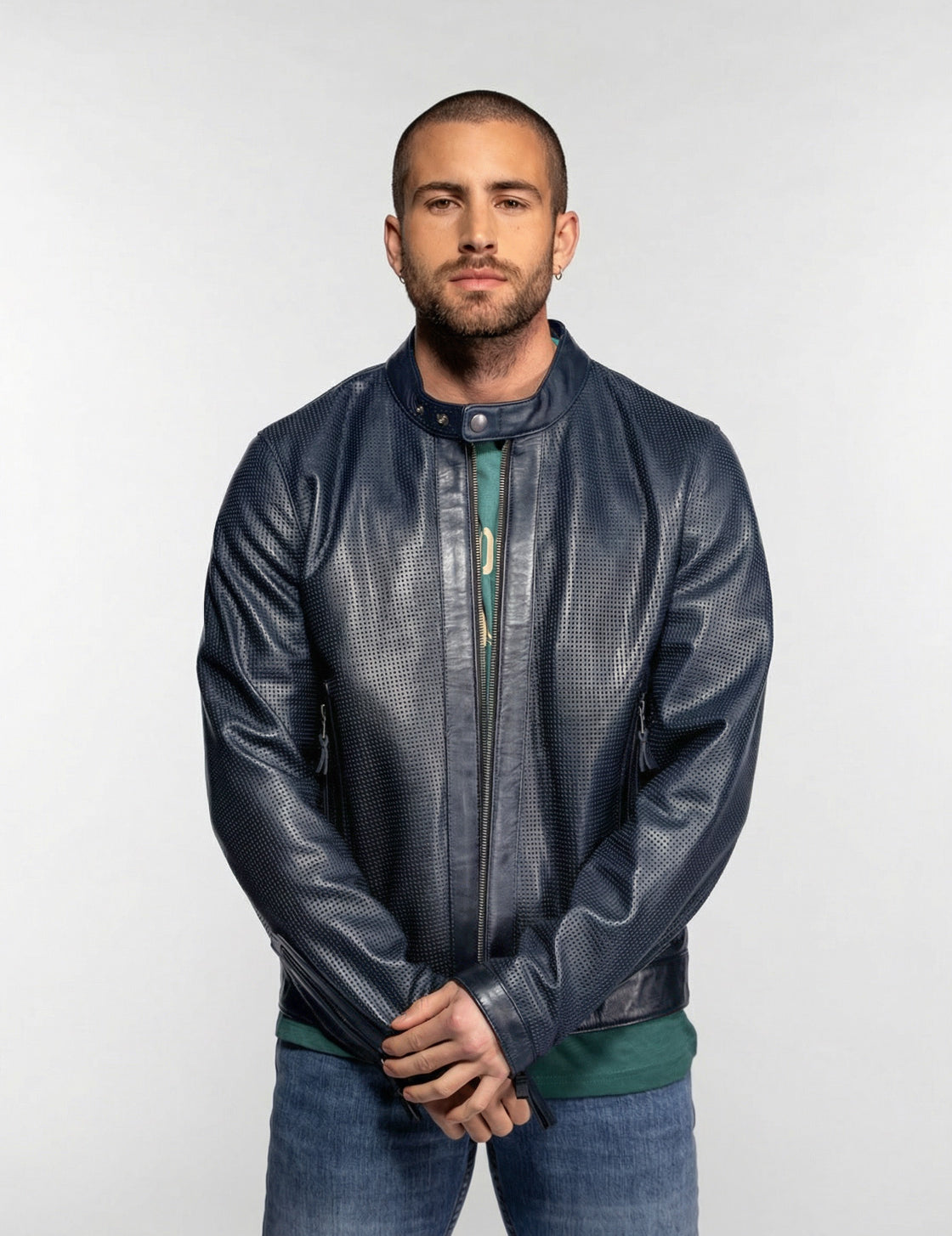 Berrien - Blouson cuir perforé