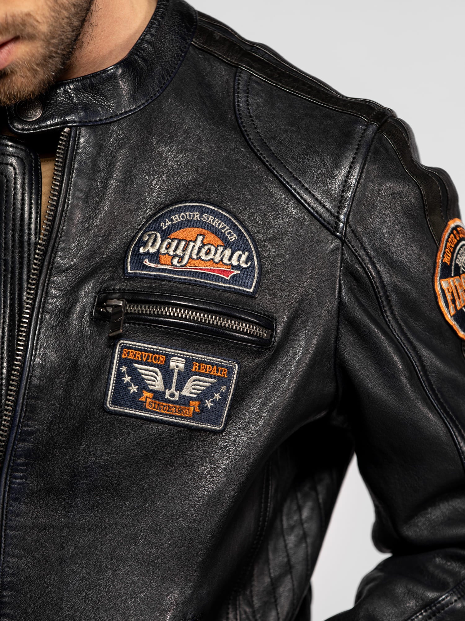 Aniak Vintage Leather Motorcycle Jacket | Racing Style – Daytona 73