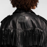 Bannock - Blouson cuir à franges