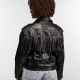 Bannock - Blouson cuir à franges