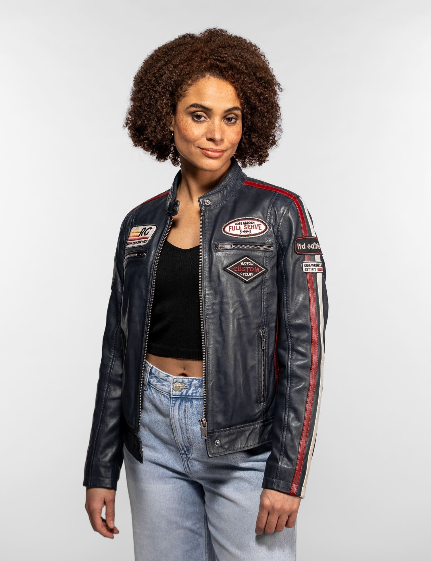 Christina - Blouson cuir moto femme