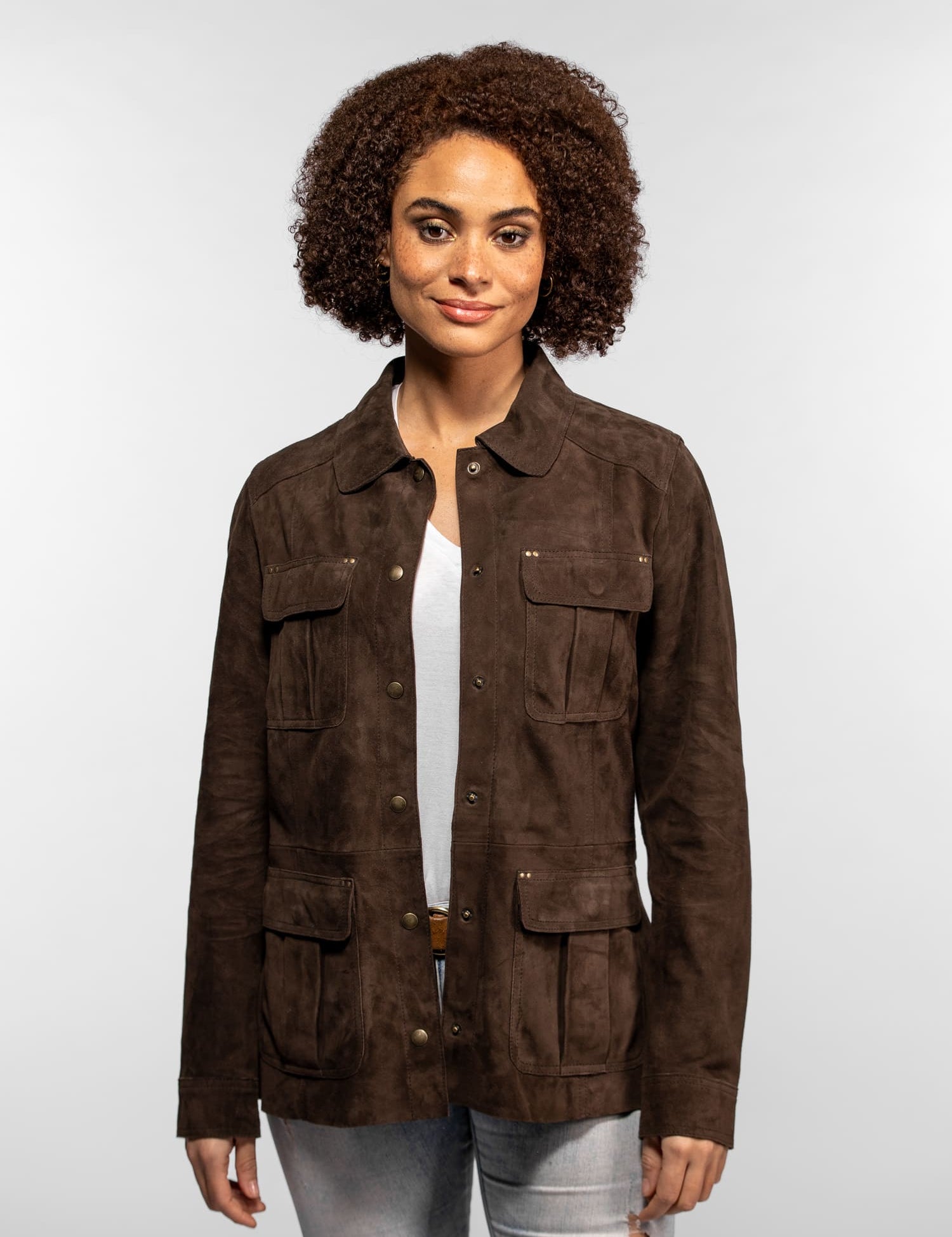 Hazel - Veste en cuir suédé femme