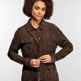 Hazel - Veste en cuir suédé femme