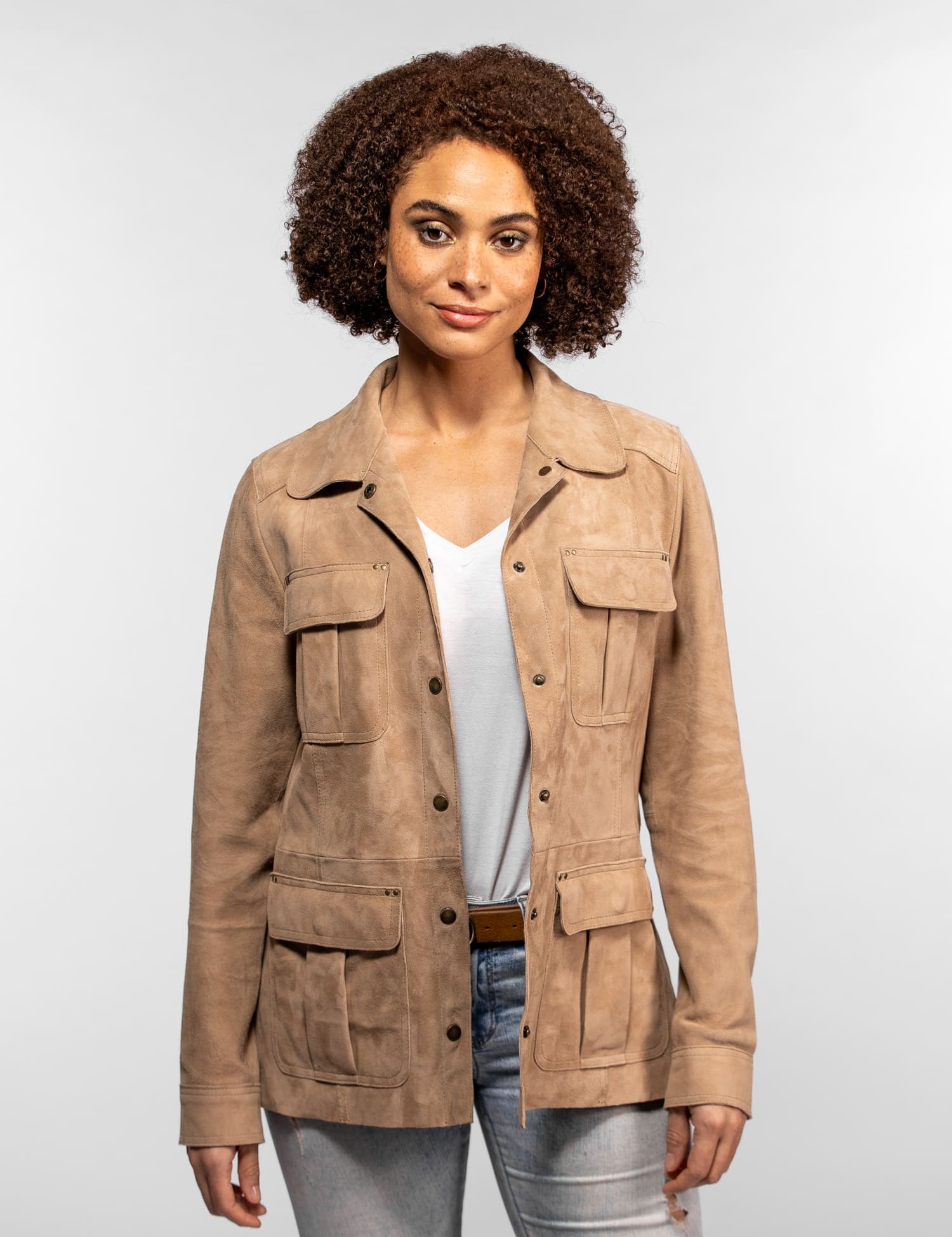 Hazel - Veste en cuir suédé femme