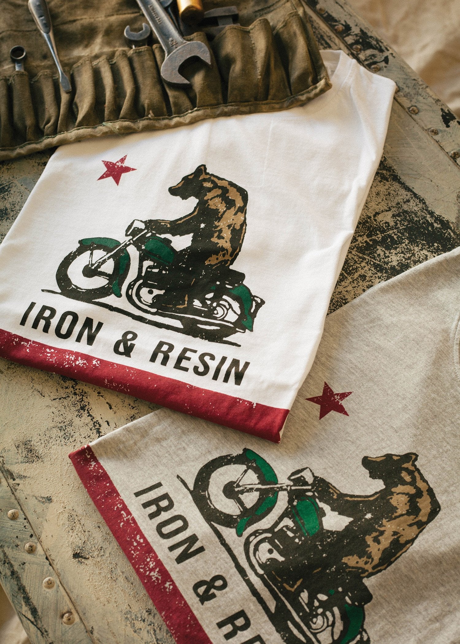 Moto bear - T-shirt textile homme - Iron and Resin