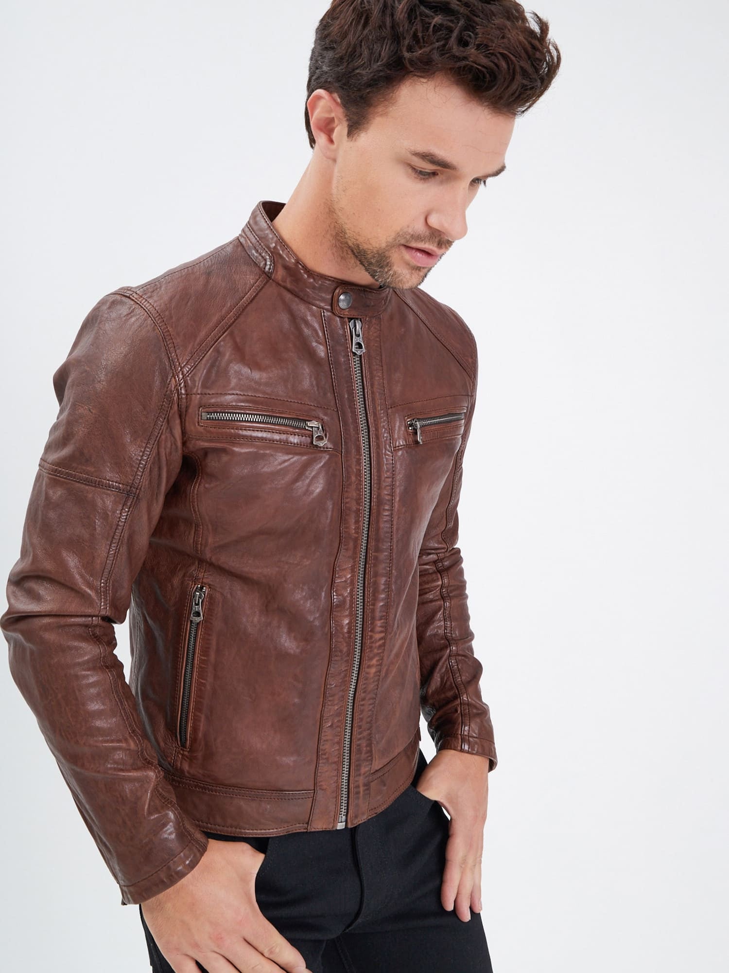 Collins - Blouson cuir homme - Homme