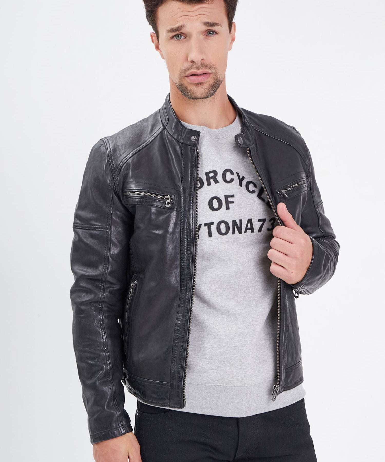 Collins - Blouson cuir homme - Homme