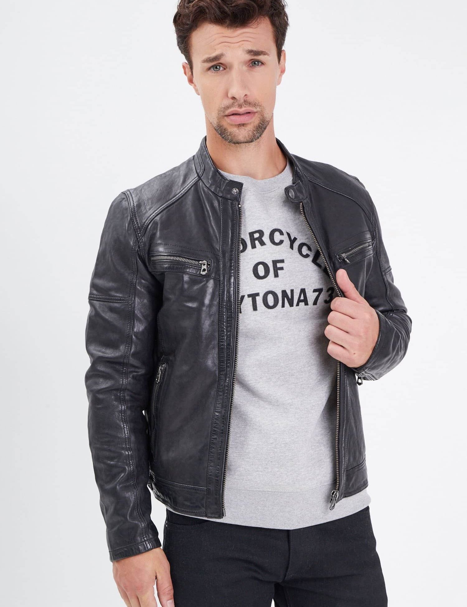 Collins - Blouson cuir homme - Homme