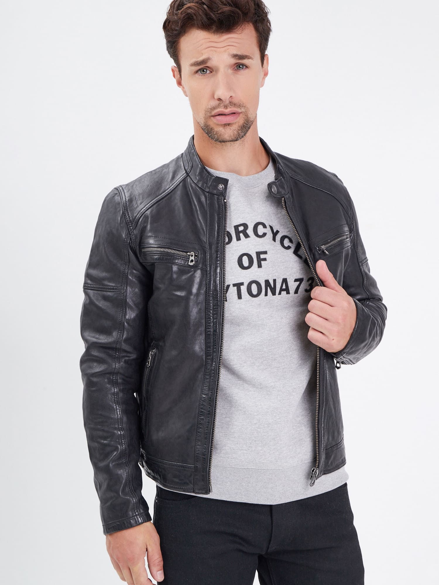 Collins - Blouson cuir homme - Homme