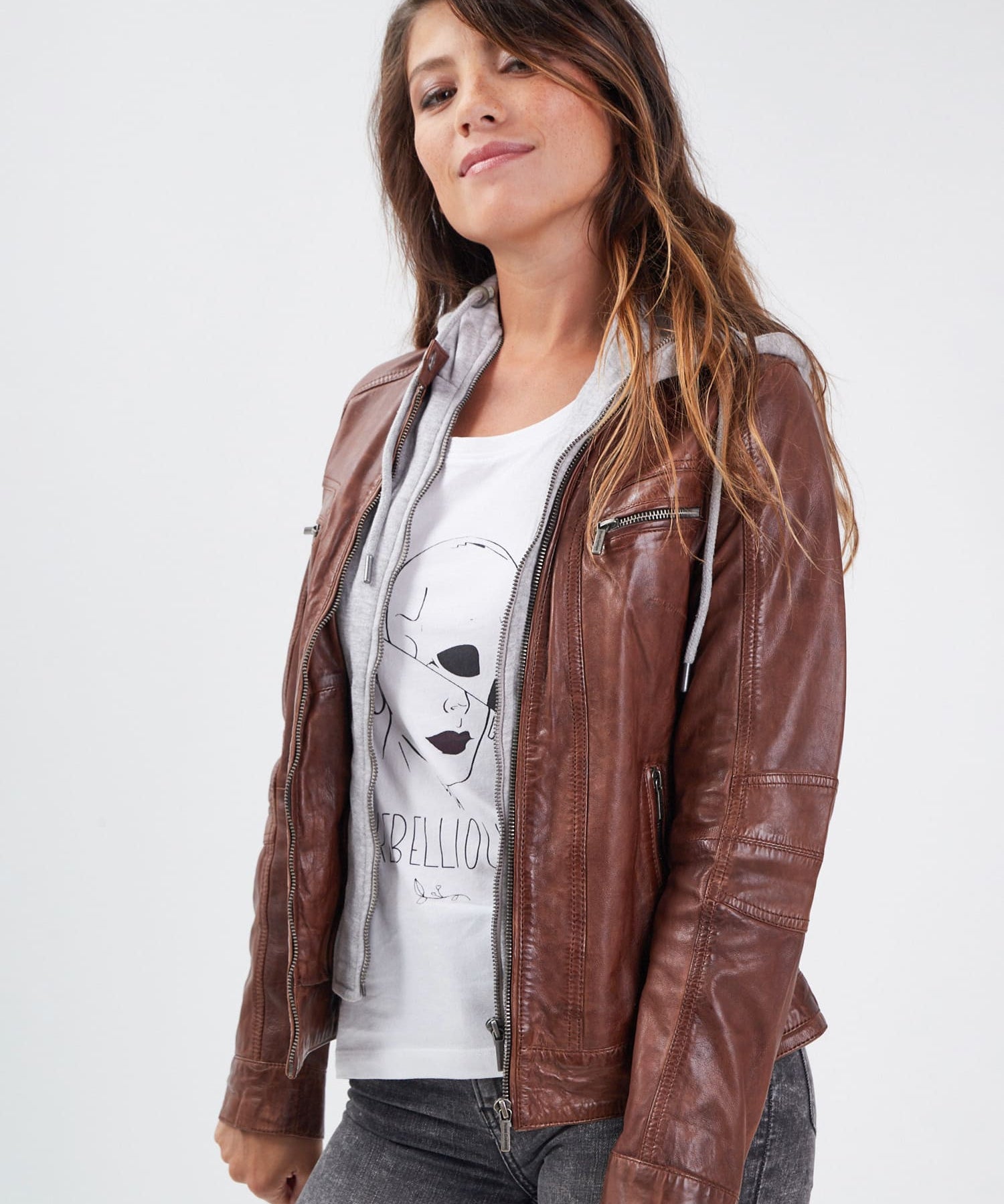 Silene + hood - Blouson cuir femme - Accueil