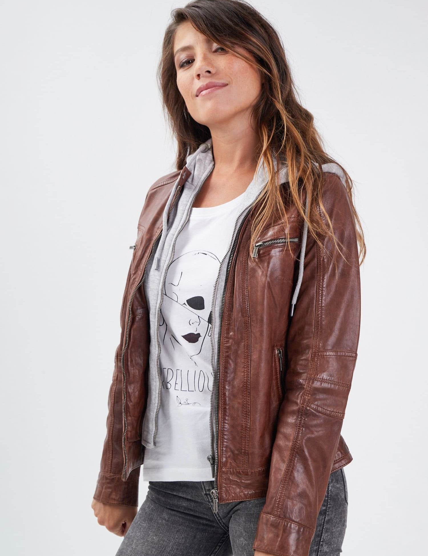 Silene + hood - Blouson cuir femme - Accueil