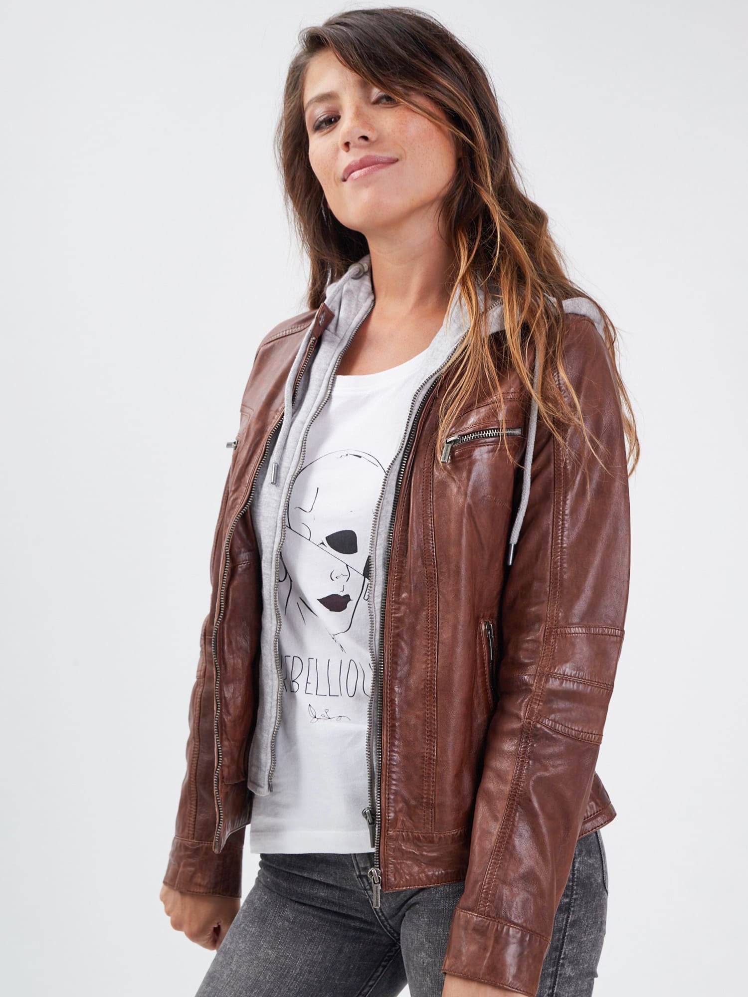 Silene + hood - Blouson cuir femme - Accueil