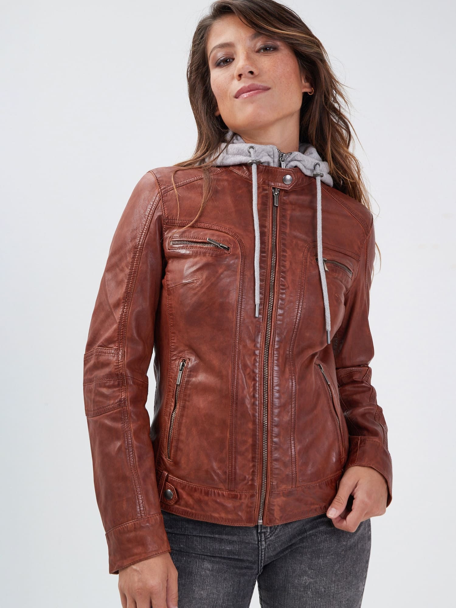 Silene + hood - Blouson cuir femme - Accueil