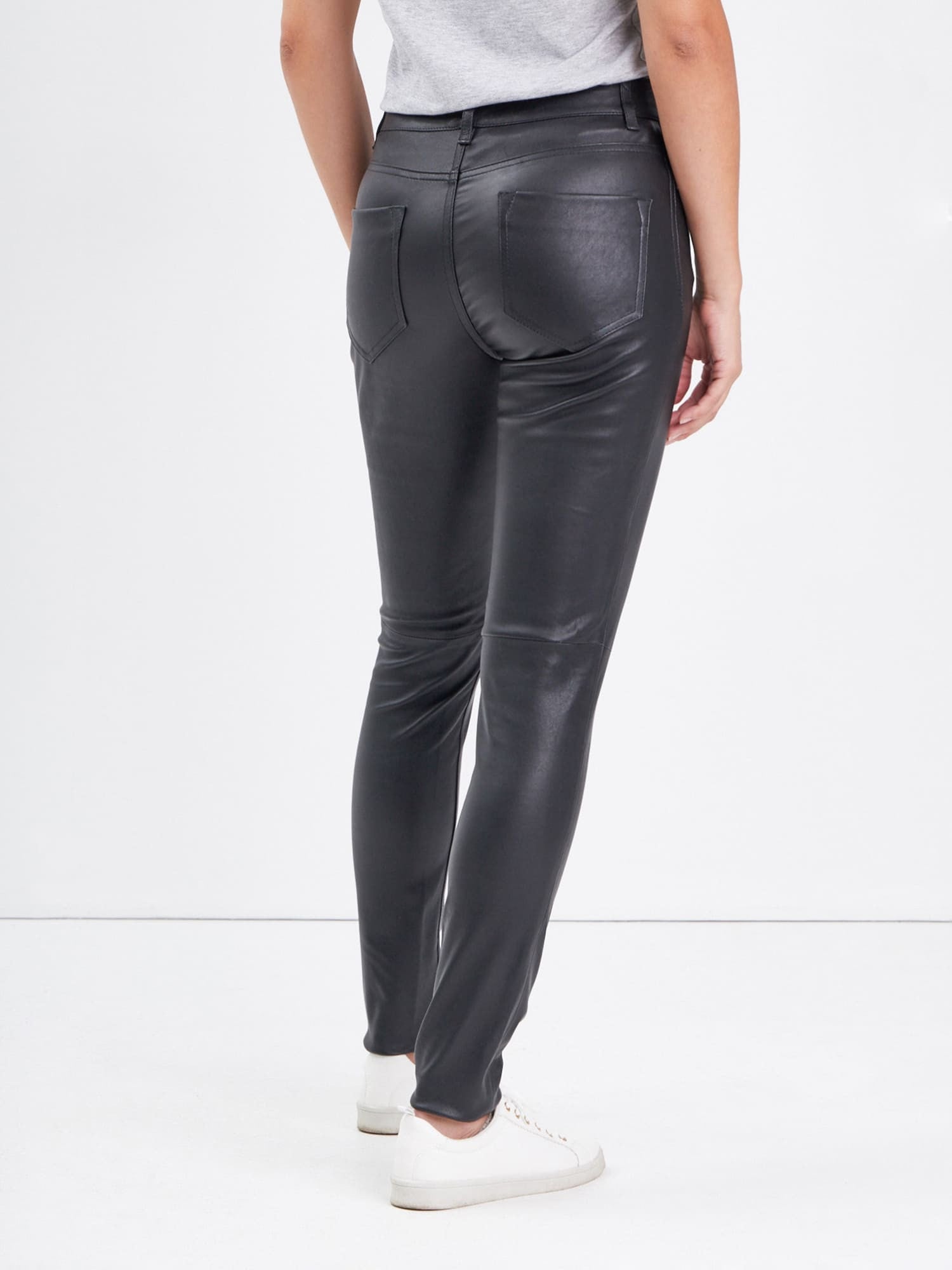 Pantalon slim cuir sale