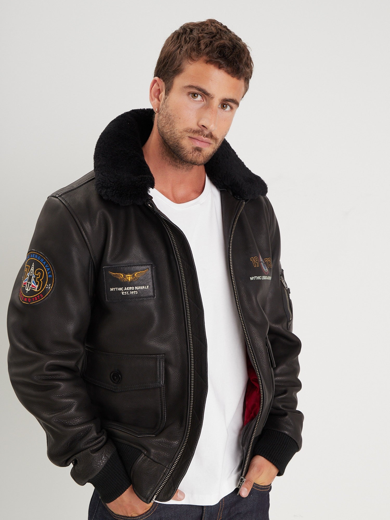 Blouson fashion cuir aviateur homme