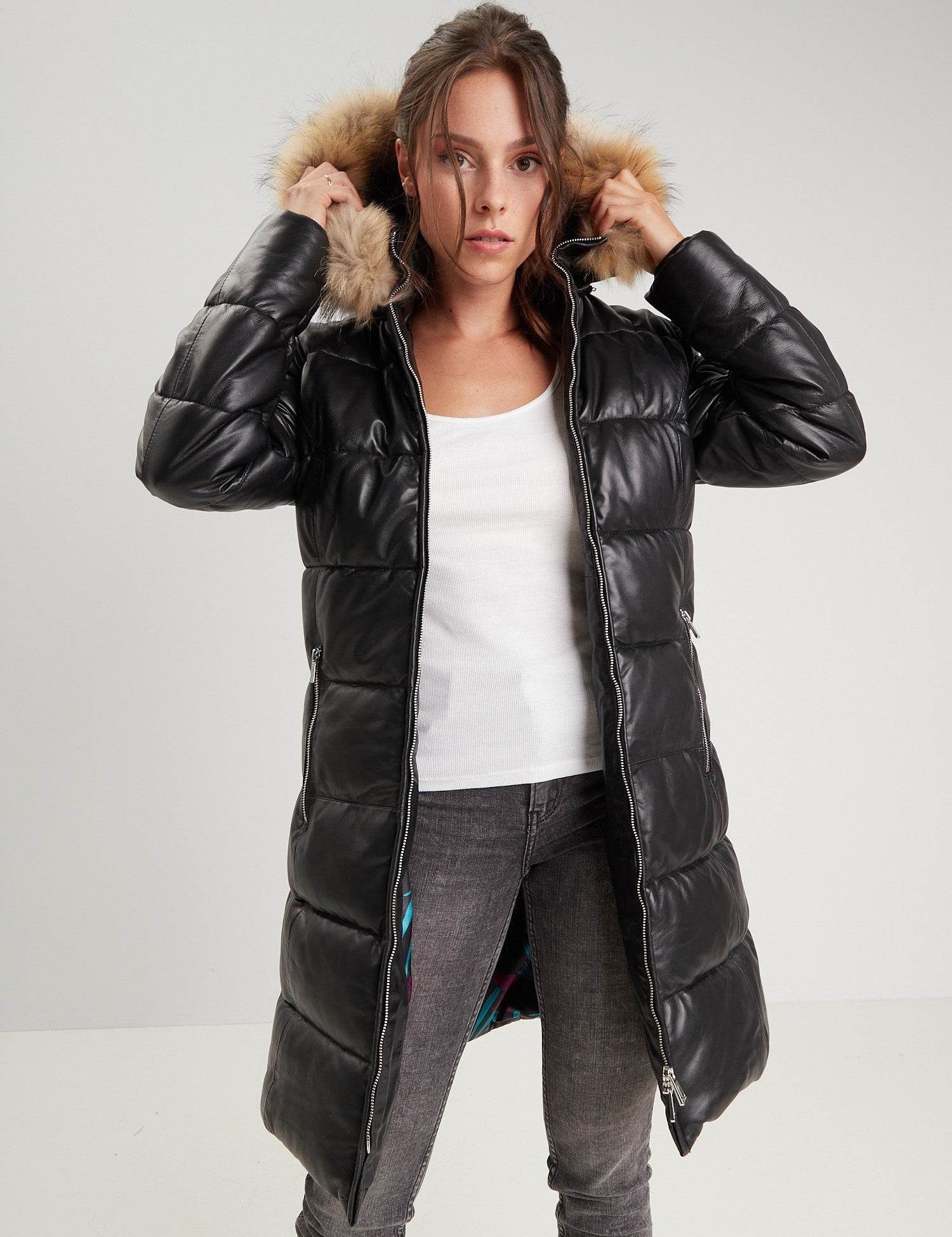 Careli - Doudoune cuir femme - Femme