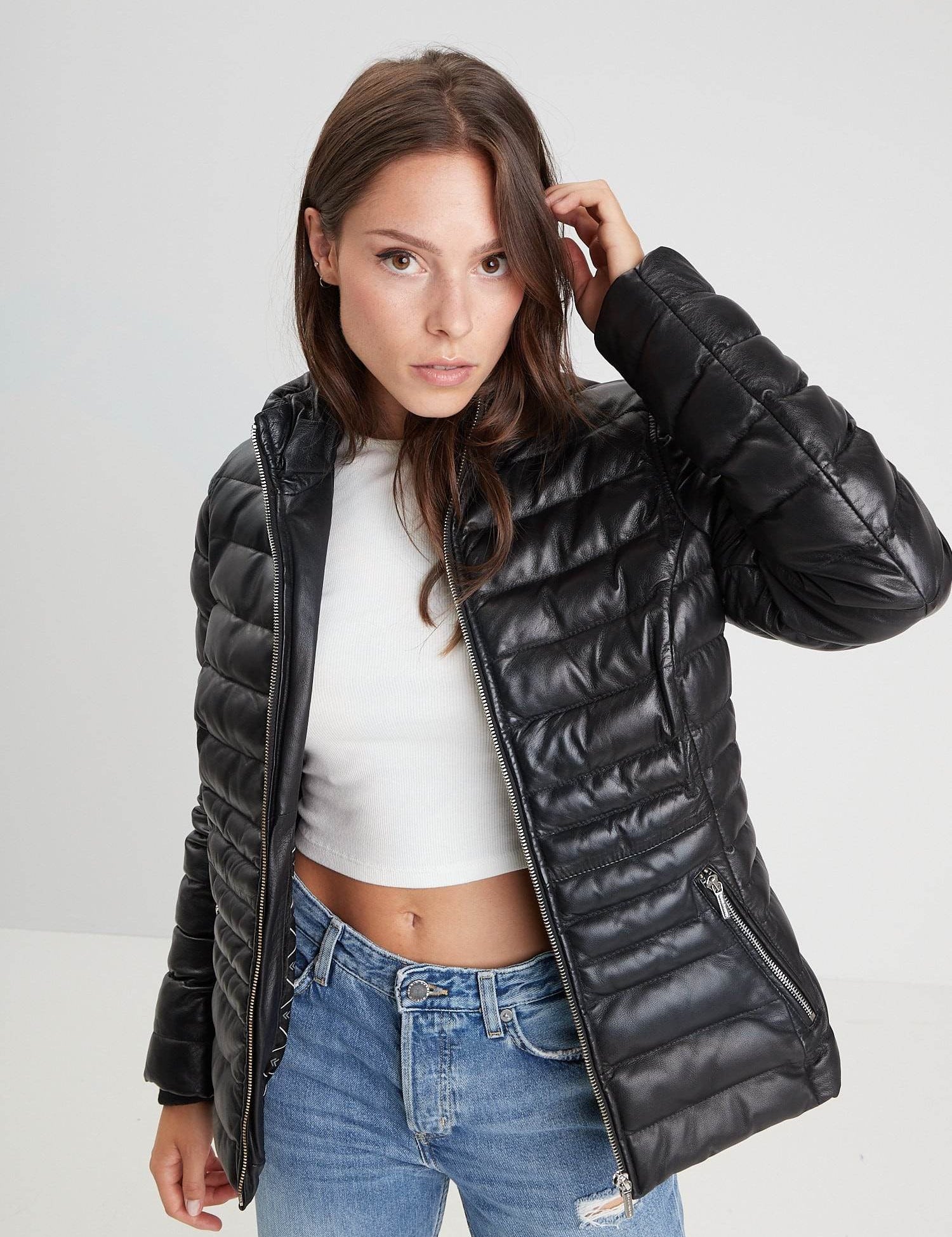 Kildine - Doudoune cuir femme - Accueil