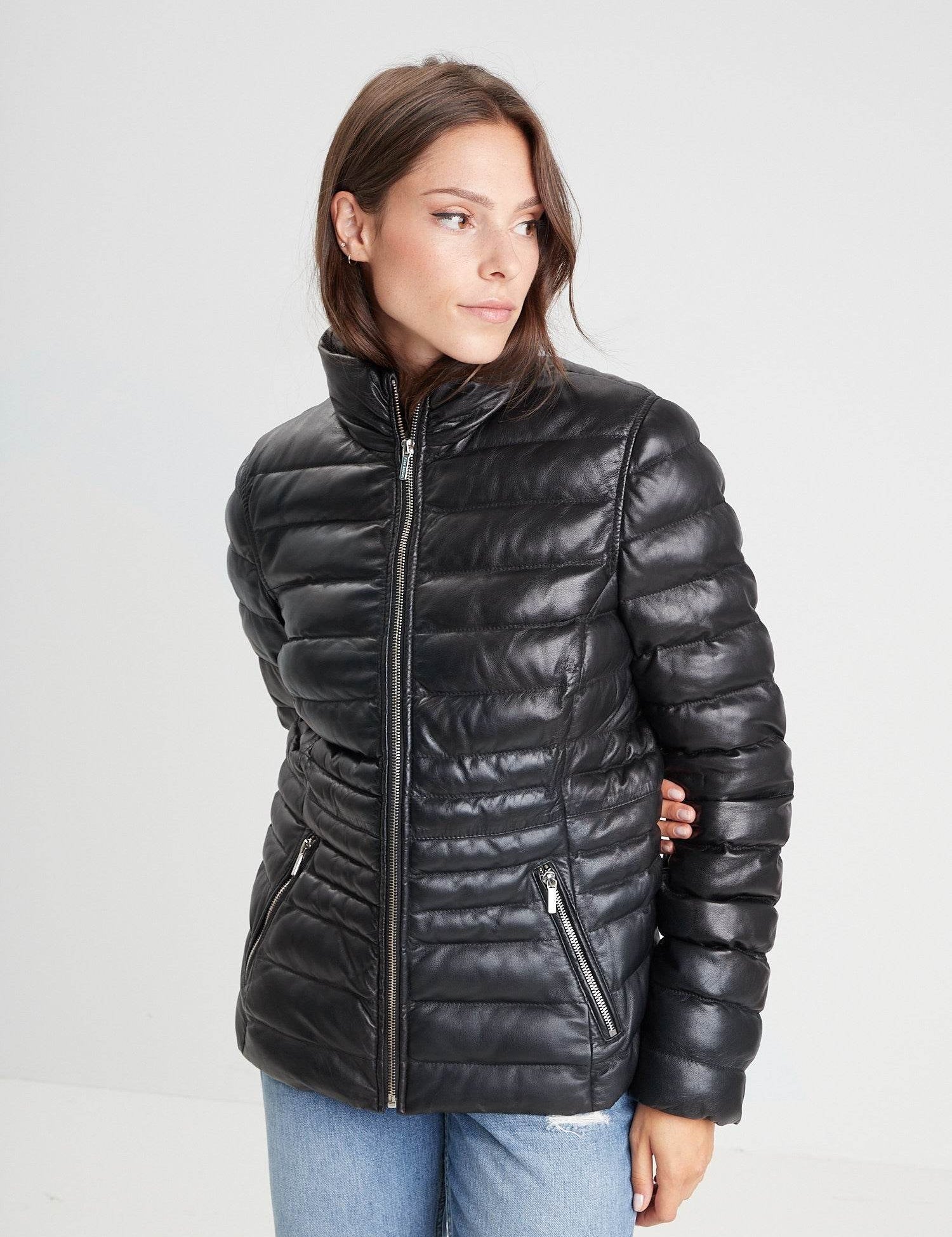 Kildine - Doudoune cuir femme - Accueil
