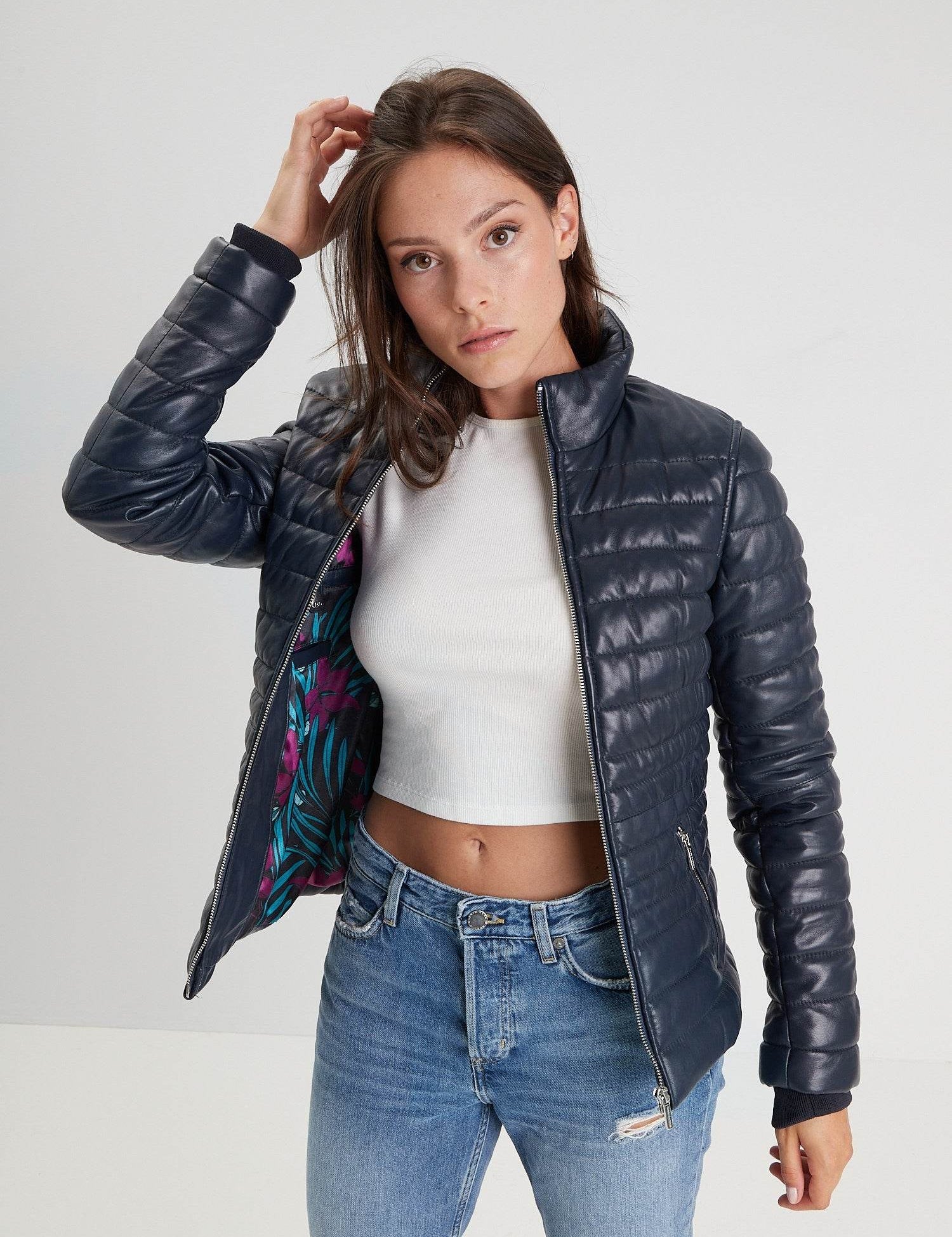 Kildine - Doudoune cuir femme - Accueil