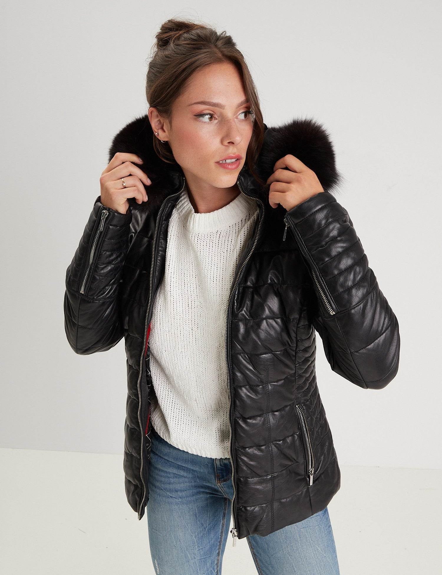 Helena fur - Doudoune cuir femme - Femme