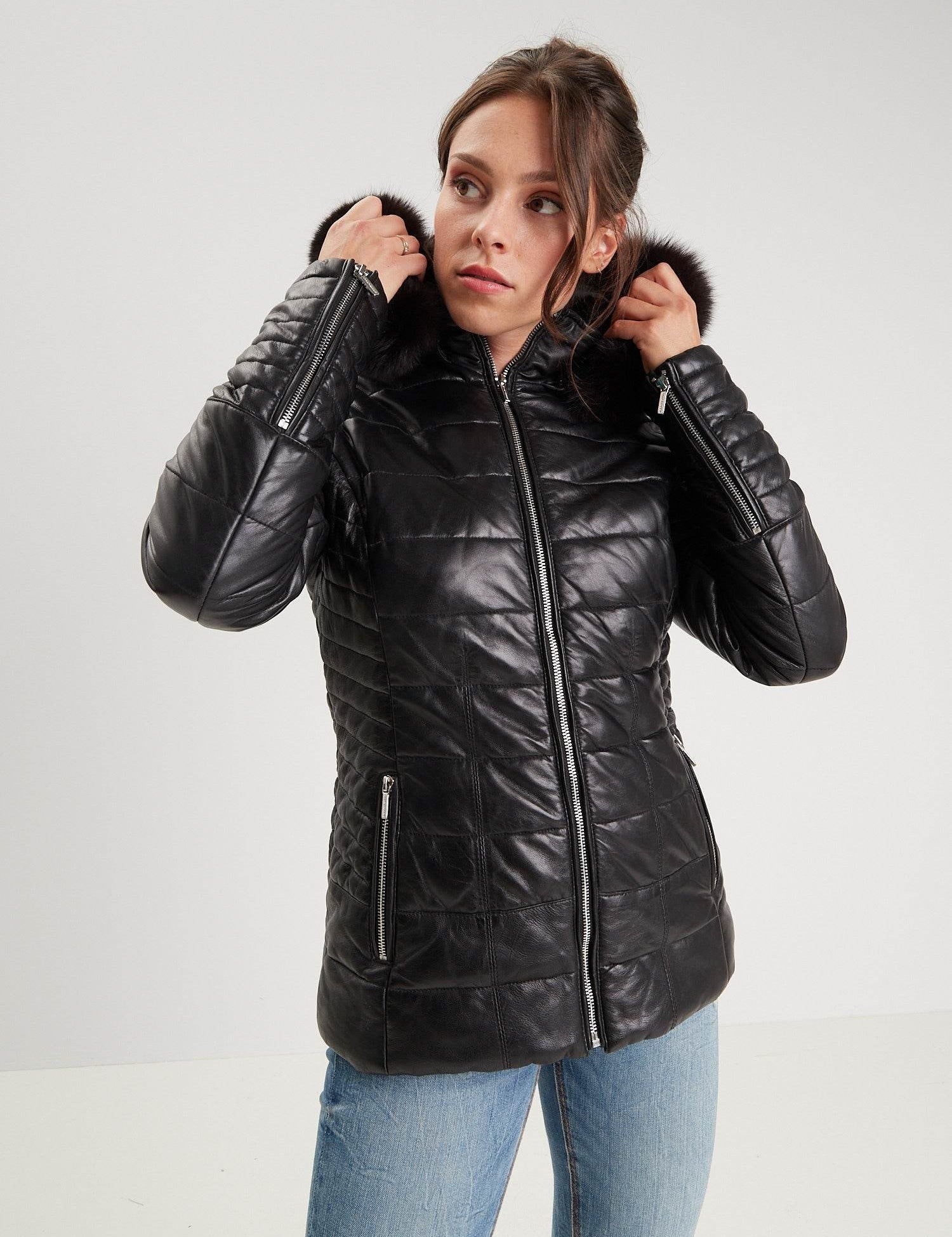 Helena fur - Doudoune cuir femme - Femme