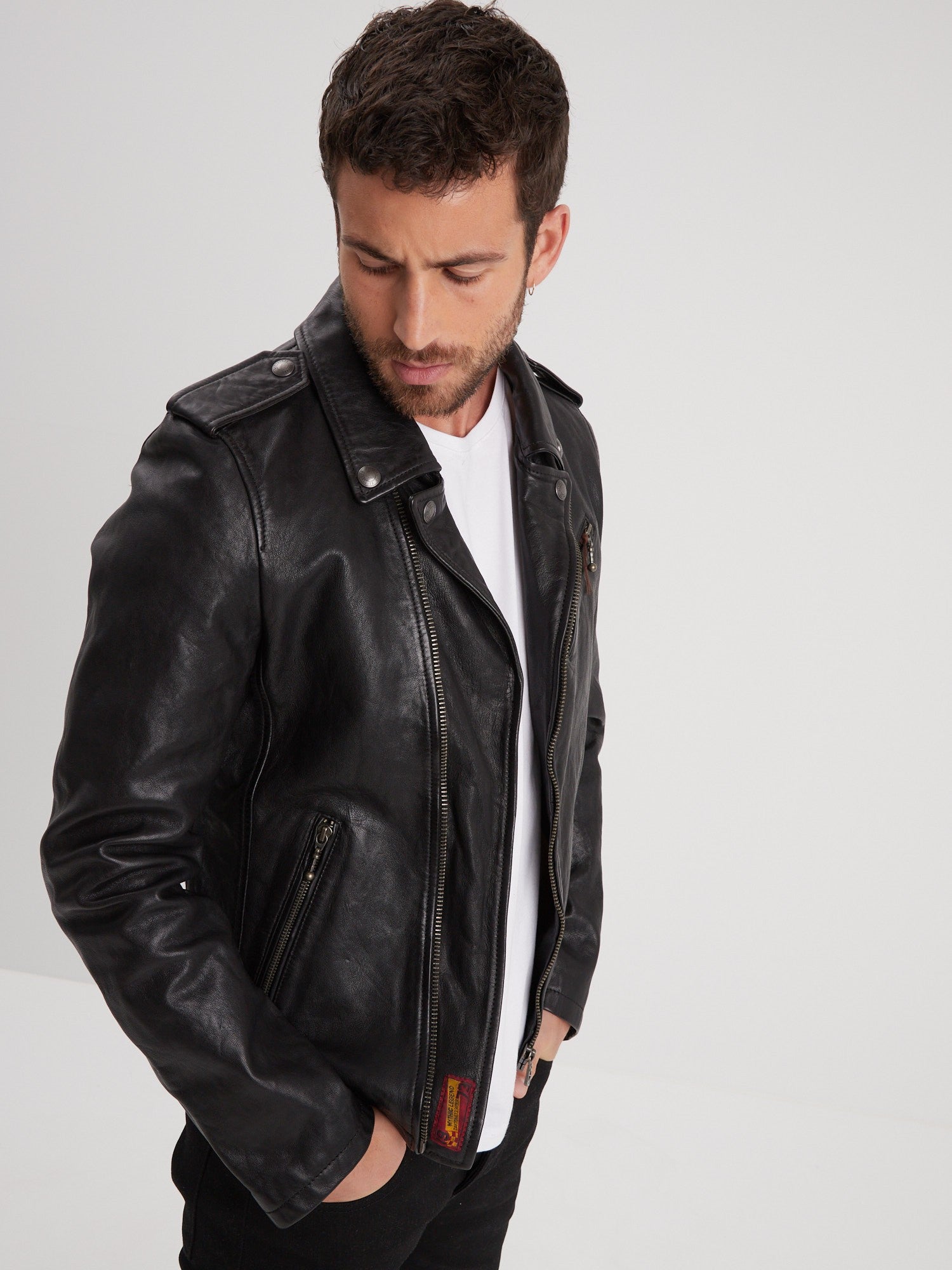 Blouson cuir fashion homme biker